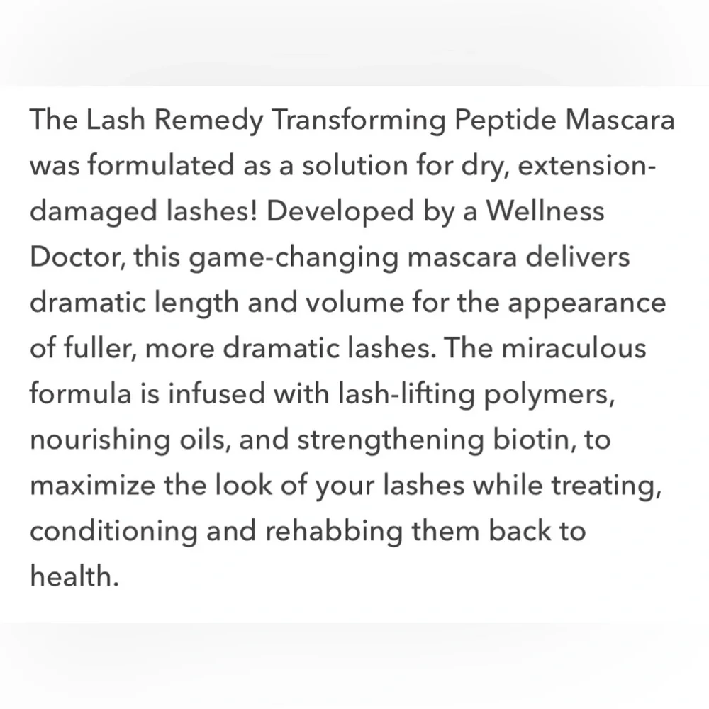 Doll 10 Lash Remedy Transforming Peptide Mascara BNIB - full size 10 ml
